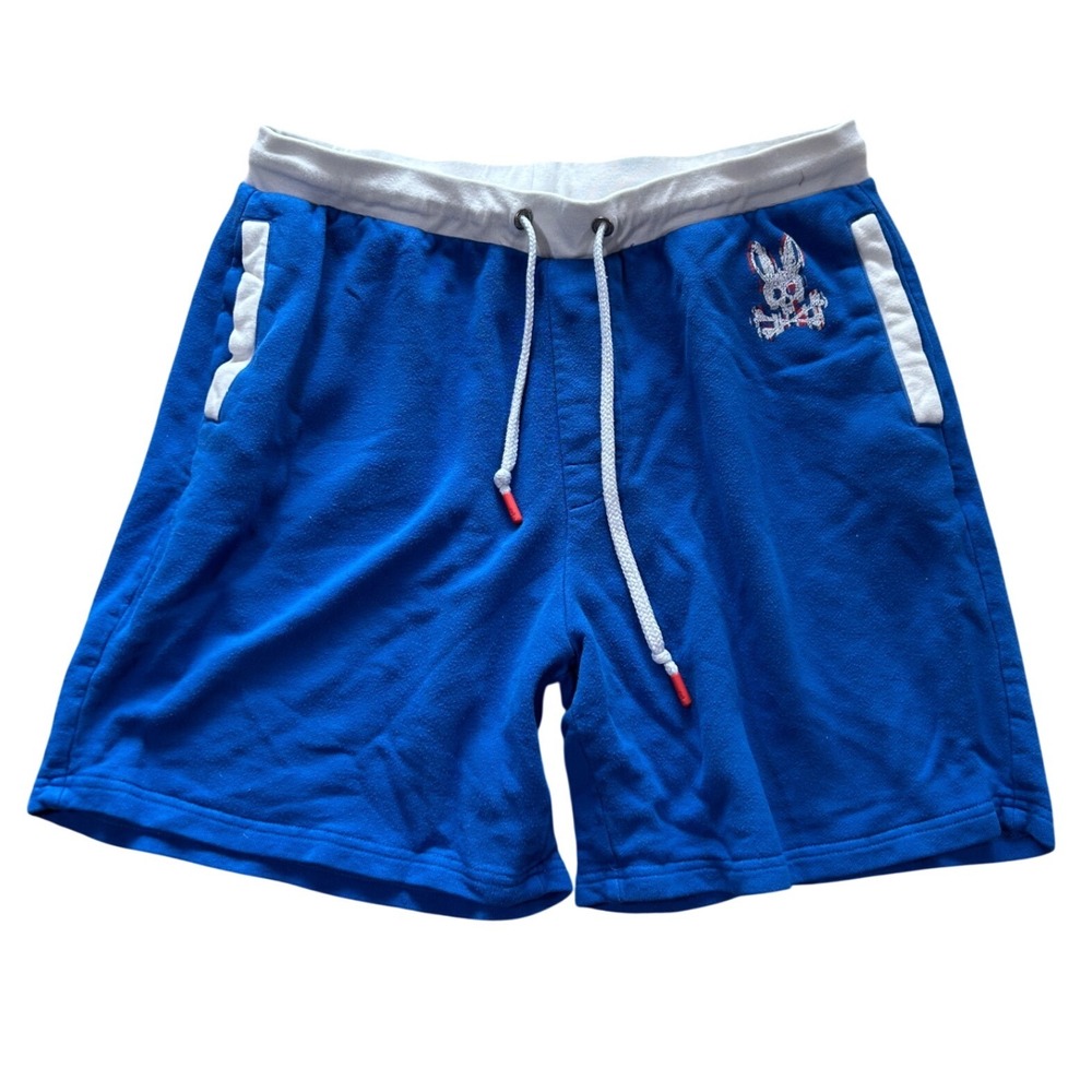 Psycho Bunny Mens Royal Blue French Terry Lounge Shorts Size Large Drawstring
